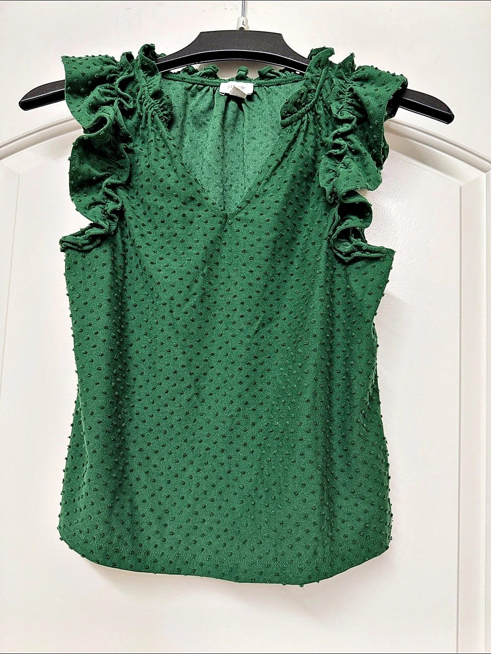 J.Crew Green Ruffle Sleeve Blouse Size XS Like New